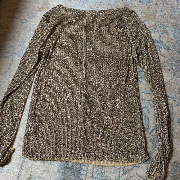 Free People Gold Rush Sequins Gold Long Sleeve Top Size‎ M NEW WITH TAG - Picture 4 of 8